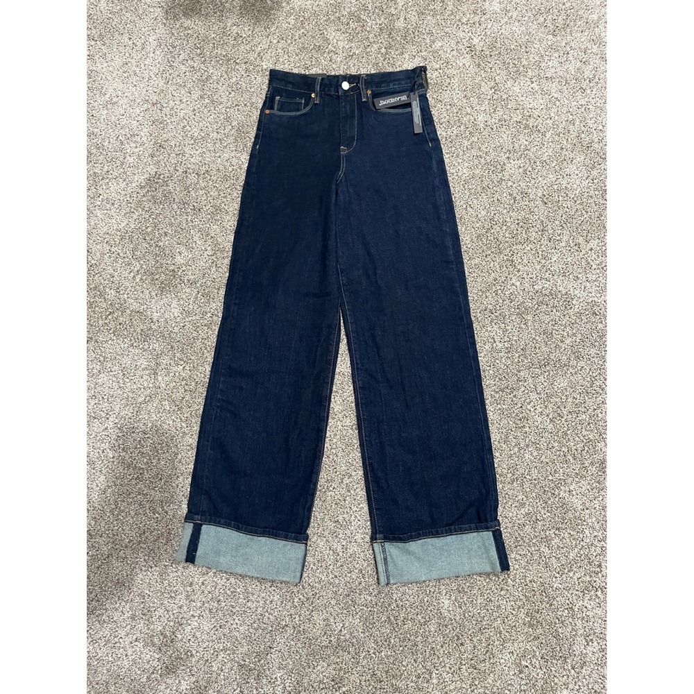 Blank NYC Dark Indigo Wide Leg Cuffed Jeans